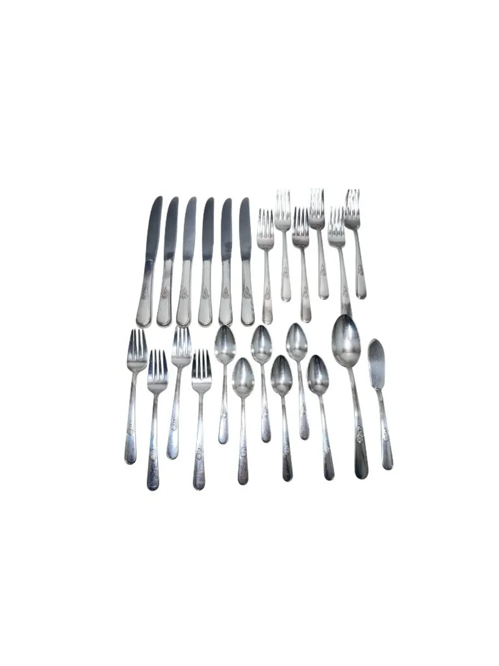Holmes & Edwards Inlaid IS 1940's Silverware Set Youth Pattern 25 Pcs 6 Settings
